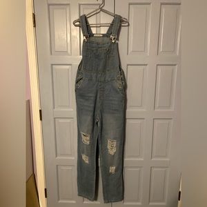 Distressed overalls